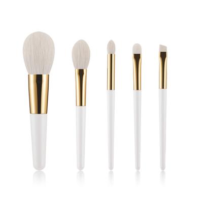 China Angular Blush Gracedo 2021 New Fashion Listing Gold 5Pcs White Hair Makeup Brush Free Short Handle Cruelty Free Brush for sale