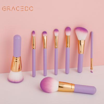 China Angular Blush Gracedo New Arrivals Best Selling Private Label Custom Min Size 8Pcs Purple Makeup Brush Set for sale