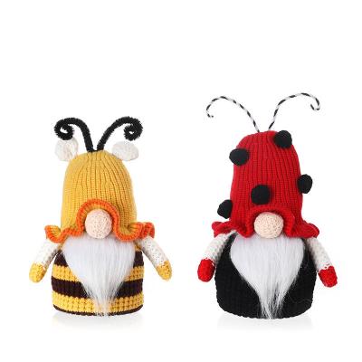 China New gift handmade creative bee knitted woolen faceless doll pixie doll cute dwarf ornaments for sale