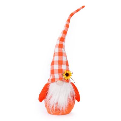 China Festival Handmade Sunflower Harvest New Product Decorations Faceless Thanksgiving Doll Ornaments Long Plaid Hat Gnome Doll for sale