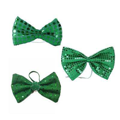 China Striped St Patrick's Day Irish Party Games Costume Accessories Shamrock Green Sequin Bow Tie for sale