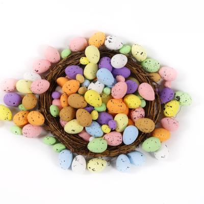 China Fun 100Pcs Happy Easter Egg Diy Foam Painted Colorful Dappled Decorated Eggs Easter for sale