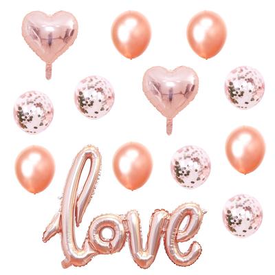 China Hot Sale Border Rose Gold Set Piece Party Decoration LOVE Foil Balloon Valentine Day Wedding Party Decoration 18 inch love for sale