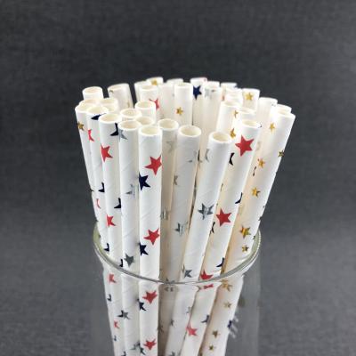 China Decorative Disposable Juice Milk Tea Creative Multicolor Paper Straws Striped Dot Bronzing Disposable Customizable Drink Manufacturers for sale