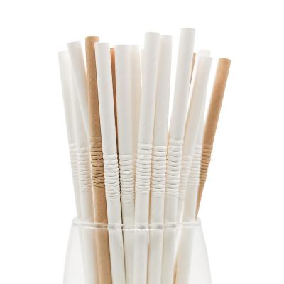 China Disposable U Shaped Biodegradable and Compostable Flexible White Milk Flexible Individually Wrapped Drinking Paper Straws for sale