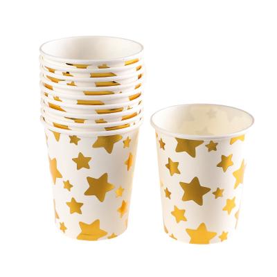 China Manufacturers Disposable Spots Hot Cold Drinks Wholesale Disposable 9oz 250ml Printing Hot Stamping Silver Wave Dots Paper Cups for sale