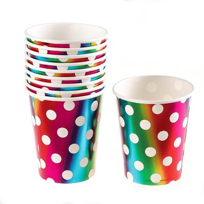 China Factory Wholesale Disposable Birthday Party Supplies Hot Stamping Solid Silver Color Bronzing Rose Gold Paper Cups for sale