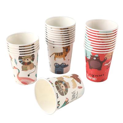 China Disposable Disposable Tableware Disposable Tableware Cartoon Style Birthday Party Disposable 250ml Pattern Disposable Printing Paper Cups for sale