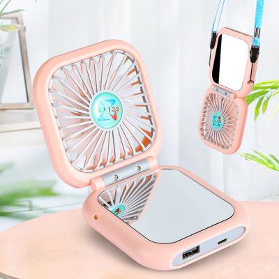 China Outdoor Travel Mobile USB Rechargeable Foldable Fan With 3000mah Power Bank Small Portable Mini Air Noiseless Desktop Cooler Fan for sale