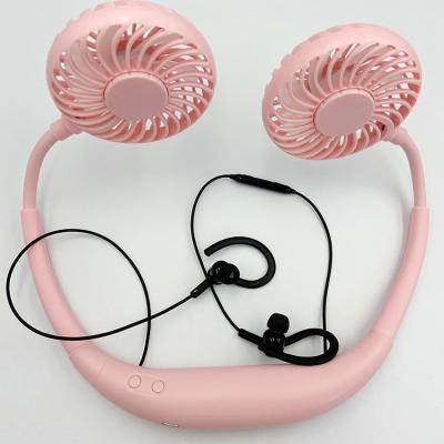 China Factory price neck design long lifespan outdoor silicone mini usb fan with earbuds for sale