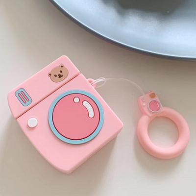 China Comfortable Fashion Feeling TPU Camera Shape Earphone Case With Hook Shockproof Silicone Cover Accessories Protective Mobile Case For Apple Airpods for sale