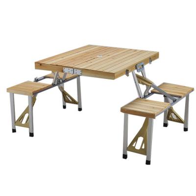 China Picnic Solid Wood Portable Wooden Folding Table with 4 Seats for sale