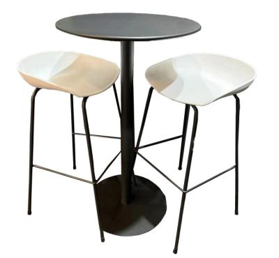 China Steel Bar Restaurant High Table And Plastic Seat Chairs 3 Pieces Set for sale