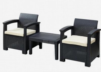 China Outdoor Garden Pp Rattan Wicker Chair And Table Set Metal Frame Folding for sale