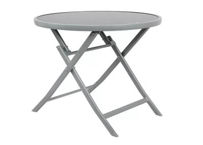 China Grey Round Folding Outdoor Table With Glass Desktop For Party Events Wedding for sale