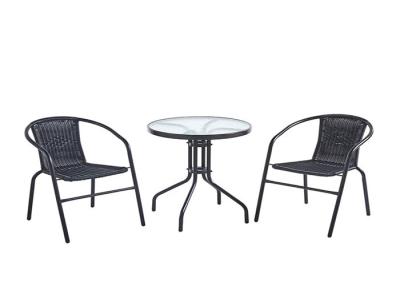 China Modern Outdoor Furniture Rattan Material Dining Garden Sets With Steel Frame for sale