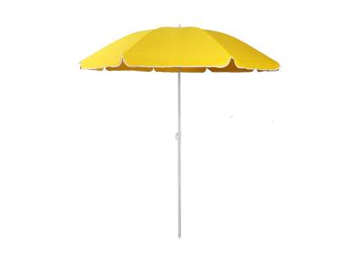 China Yellow Steel Windproof Beach Umbrella Double Needle Process With Flap for sale