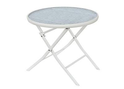 China Wipe - Clean Surface Garden Steel Table , 5mm Tempered Glass Outdoor Table for sale