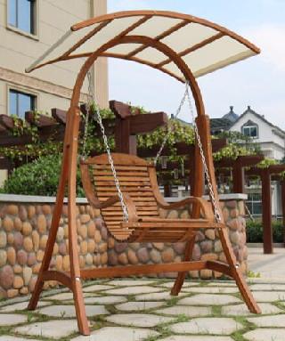 China Solid Wood Anticorrosive Larch Outdoor Canopy Swing Chair Sunshade for sale