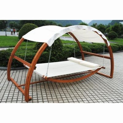 China Double Person Larch Wood Swing Hammock Polyester Shade Holiday Leisure for sale