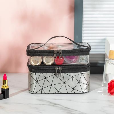 China High-capacity Double layer makeup bag waterproof portable skincare storage box New fitness large capacity wash bag for sale