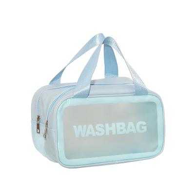 China Fashion Wholesale portable dry and wet two layer matte high-end skincare product bags, waterproof PVC PU cosmetic bags, gym storage bags for sale