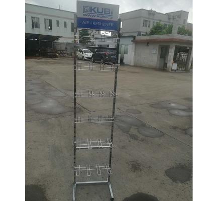 China Easy Assembly Retail Store Grid Metal Wire Display Racks With Hooks Hat Socks Floor Standing Display Rack for sale