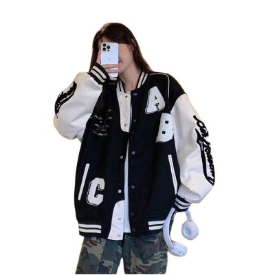 China Sustainable Y2k Lamb Wool Bomber Jacket Female Oversized Streetwear New Women Harajuku Fashion College Uniform Varsity Baseball Jackets for sale