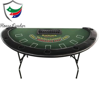 China Convenient 72 Inch Premium Reinforced Plastic Metal Legs Blackjack Poker Table Cup Holders for sale