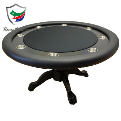 China Texas Hol They 52 Inch Deluxe Professional Round Poker Table With Solid Wood Leg for sale