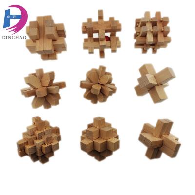 China Educational 3D Wooden Luban Kongming Lock Puzzle Toy Brain Teasers Cube Game Wooden Puzzle Toy Hot Sale For Kids Adult for sale