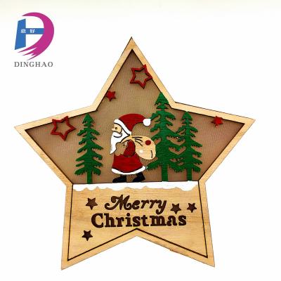 China Europe 2020 New Room Decorations , Wooden Christmas Decorations With Light for sale