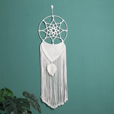 China Simple Dreamy Net Hanging Ring Cotton Cord Tapestry Living Room Bedroom Handwoven Tapestry for sale