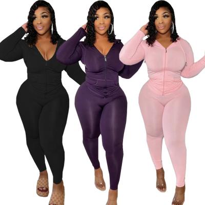 China QUICK DRY sports casual sexy tight fitting two piece tracksuit set plus size women clothing sweatpants and hoodie set for sale