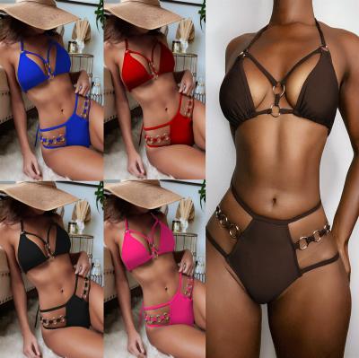 China Lady Thoughtful V-neck Bikini Sets 2022 New String Bikini Breathable Sexy Reversible Triangle Bikini for sale