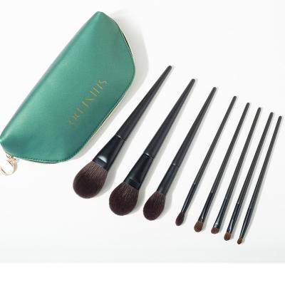 China Angular Blush Shinedo 8 PCs Matte Black Makeup Brushes Set Eyeshadow Powder Blush Crease Blending Pincel Maquiagem for sale