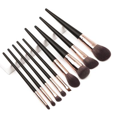 China Fan Sweep Rose Gold Makeup Brushes Synthetic Face Eyeshadow Shinedo 9 Pcs Hair Set Blending Kabuki Foundation Powder Eyeliner Makeup Kit for sale