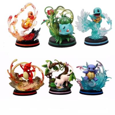 China Cartoon Toy Pokemon Wartortle Squirtle Charmander Meow Pikachu Scene Boxed Figure Gift Box Pokemon Figure Toys for sale