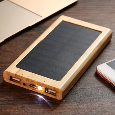 China Eco-friendly 10000mah Wooden Portable Bank, Nature Travel Polymer Solar Energy Wooden Material Promotion Wooden Power Bank for sale