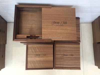 China Handmade Custom Wooden Wedding Photo Album Gift Box With USB Flash Drive And Photography Box for sale