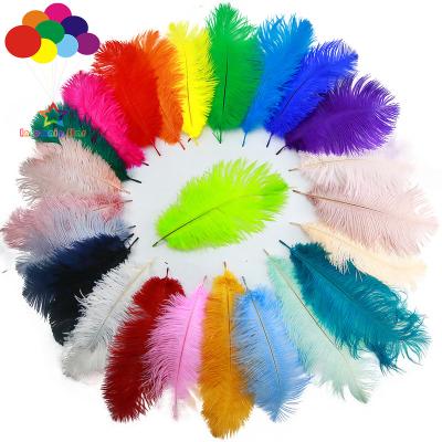 China Decoration Feather Material 32 Colors 25-30cm Wholesale Ostrich Feather Spads Large Tapered Dyed Fabric For Decoration Sewing for sale