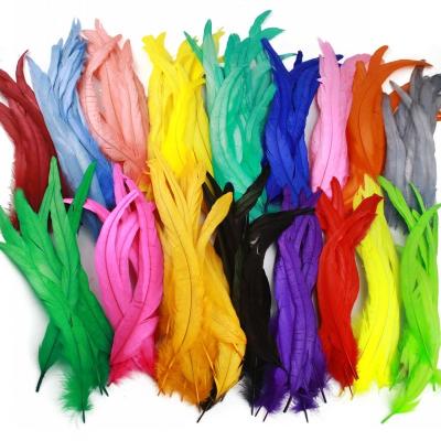 China Fade Plume Natural Rooster Tail Chicken Feathers 100pcs 25-45cm/10-18inch Chicken Feather 23 Color for sale