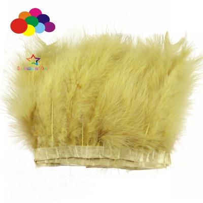 China 2 Meter Curry Marabou Amber Dyed Fluffy Feather Turkey Feather Bundle Fringe Width 6-7INCH Natural Feathers Lace Trims For Clothes Sewing for sale