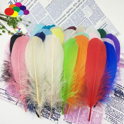 China Large Soft Goose Feathers For Sale Wholesale 38 Colors 100 Pcs Large 10-15cm Muliticolor Natural Dyed Soft Goose Feathers For Crafts for sale