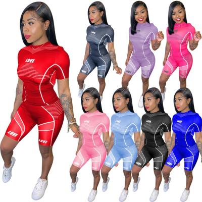 China New Fashion Breathable Biker Shorts Sets Womens Joggers Tracksuits Two Piece Biker Shorts Set Women Clothing for sale