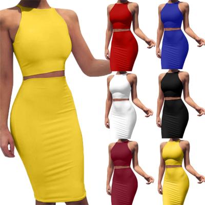 China 2021 Summer New Arrivals Solid Color Women QUICK DRY Sleeveless Skirt Set Matching 2 Piece Sets for sale