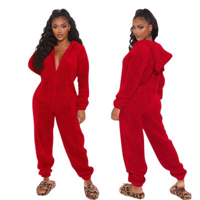 China Breathable Plus Size Overalls Long Sleeve Overalls Cute Sleepwear Women Overalls Women Hoodie Plush Casual Home Service Pants for sale