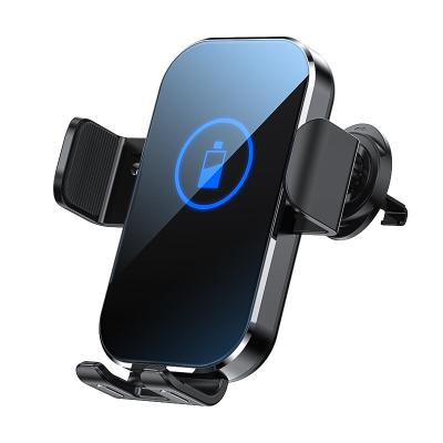 China Mobile Phone Fast Charger Factory Price Mechanical style 15W Fast Charging Auto-Clamping Wireless Car Charger Mount Phone Holder For iPhone for sale