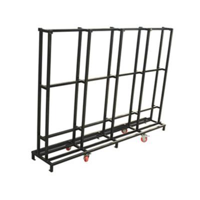 China Unique design hot sale black/customized steel granite slab display rack with casters for 300*55*185cm slab for sale