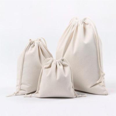 China Hot Selling QIDI Amazon Handled RTS 5oz X Nature Color Cotton Pouch White Drawstring 100% Cotton Natural Packaging Bag S M L Xl Large Small for sale